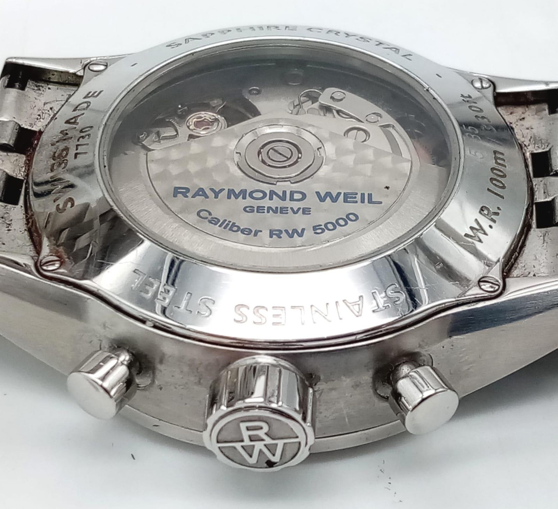 A Raymond Weil Automatic Chronograph Gents Watch. Stainless steel bracelet and case - 43mm. Black - Image 7 of 10