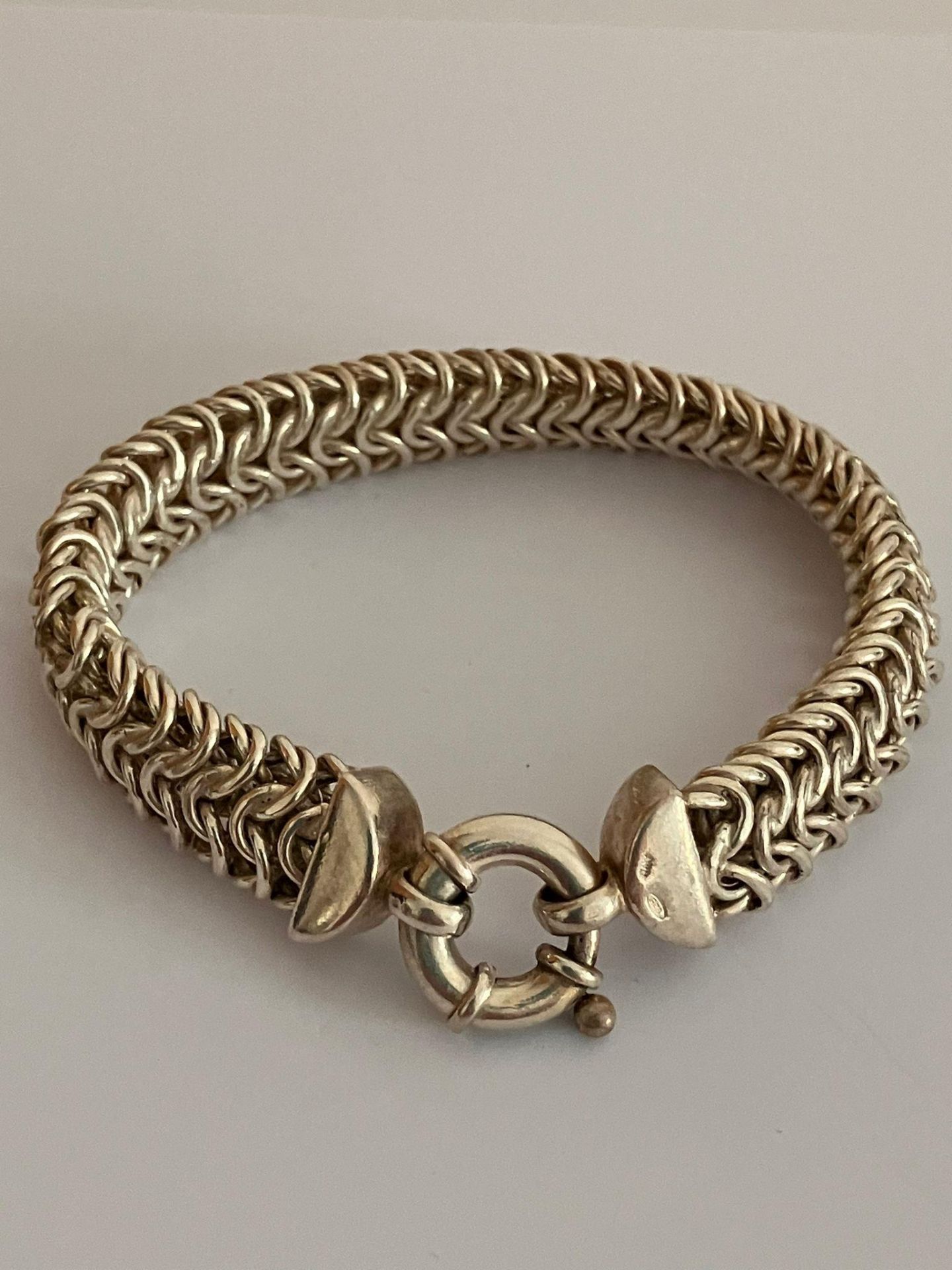 Beautiful Italian SILVER BYZANTINE LINK BRACELET. Please see pictures. 20 cm. - Bild 5 aus 5