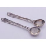 2X antique sterling silver sugar spoon with patterns on handle. Full London hallmarks, 1892. Total