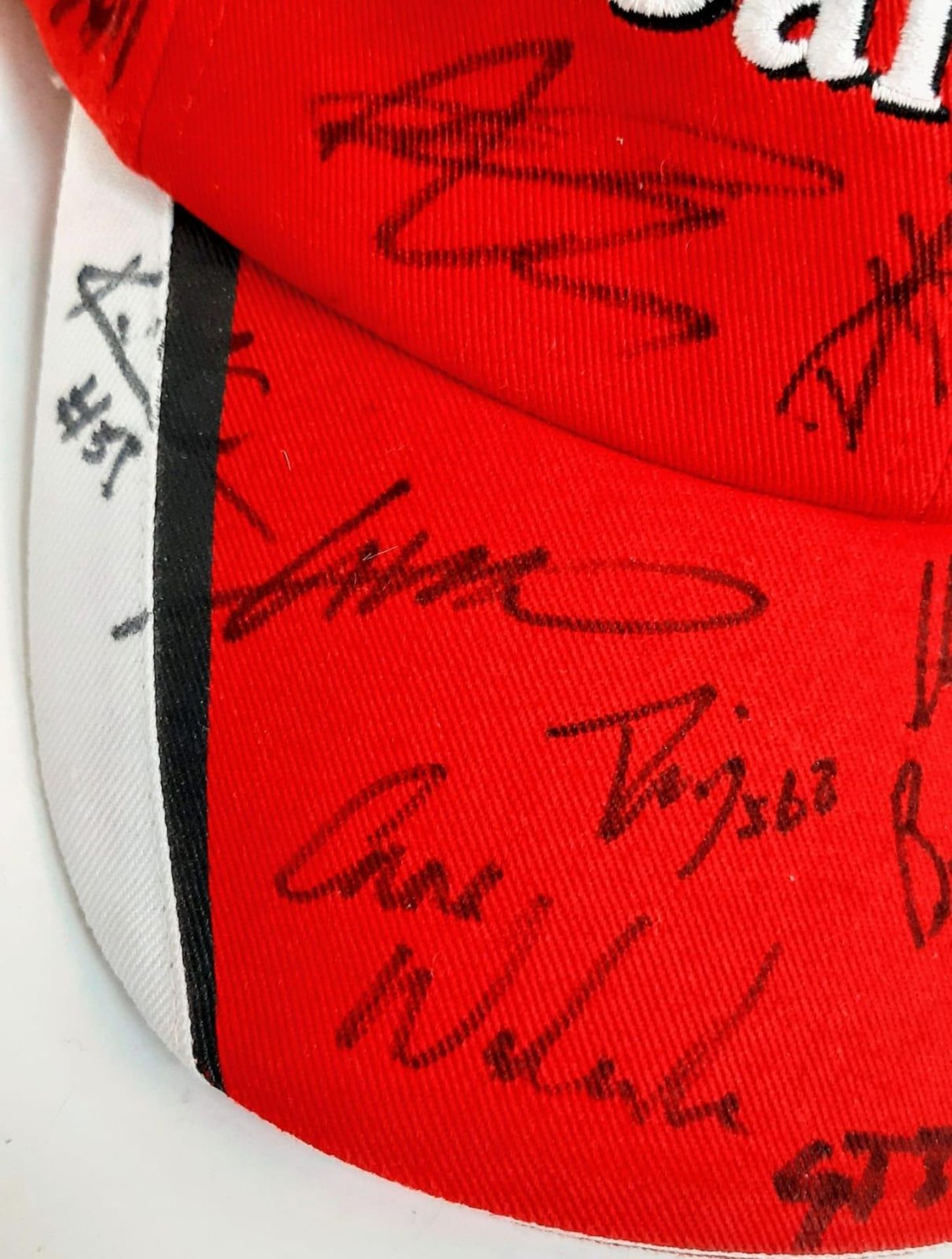 An Official Ferrari Team Cap - Over 20 signatures including Ferrari drivers and team principals. - Image 9 of 14