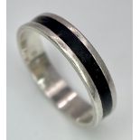 A Vintage David Anderson of Norway Sterling Silver and Onyx Band Ring Size K1/2. Fully Stamped on