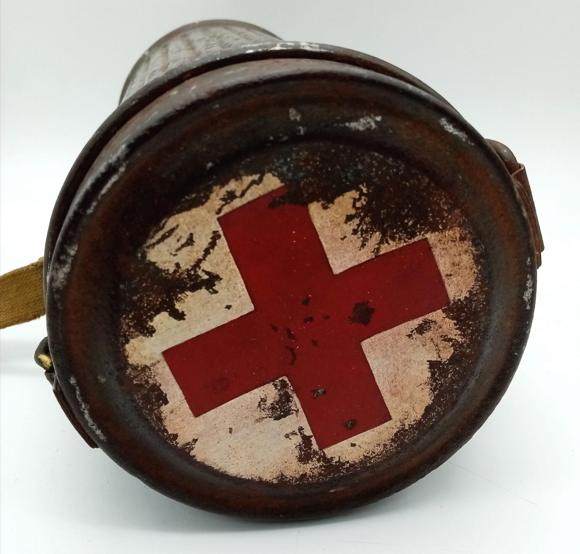 WW2 German Medics Gas Mask Canister with the soldier’s name on the bottom. Medics would often use - Image 7 of 8