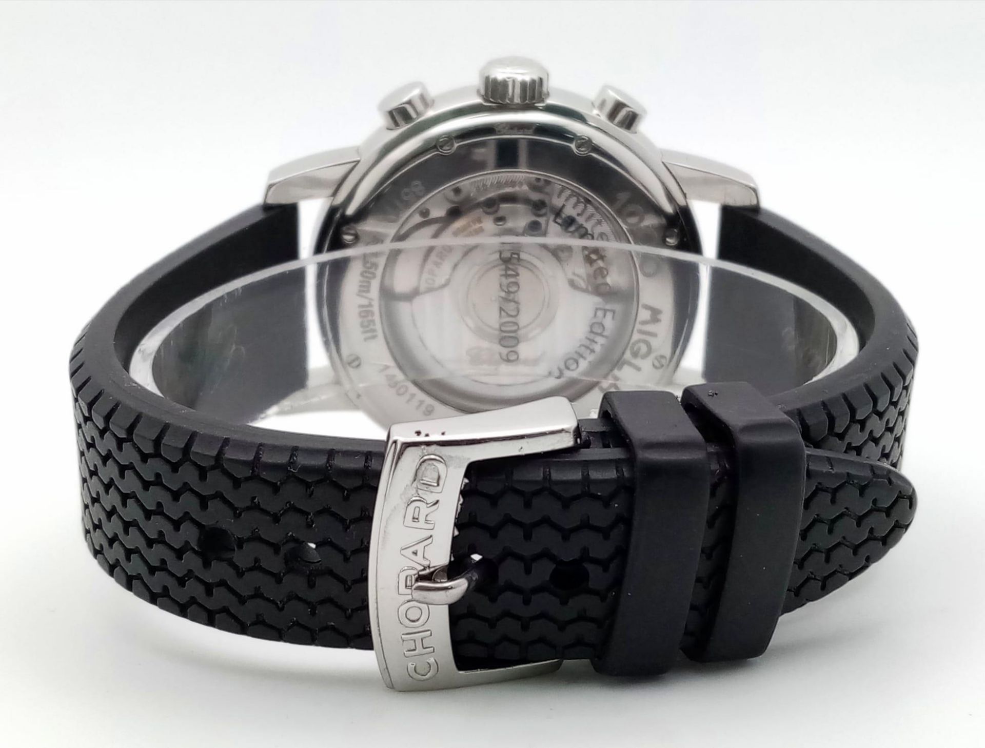 A Chopard Miglia Automatic Chronograph Gents Watch. Black vulcanized rubber strap. Stainless steel - Bild 6 aus 14