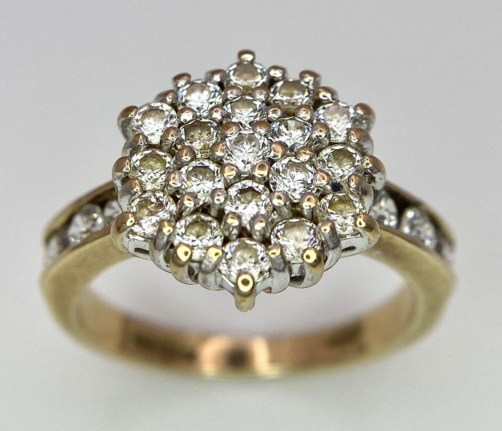 A 9K Yellow Gold CZ Flower Cluster Ring. Size I. 3.1g total weight. - Image 2 of 8