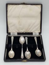 A collection of 4x vintage sterling silver tea spoons (2 are missing). Full hallmarks Sheffield,