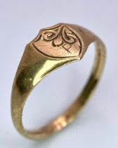 A Vintage 9K Gold Small Signet Ring. Size I. 0.85g weight