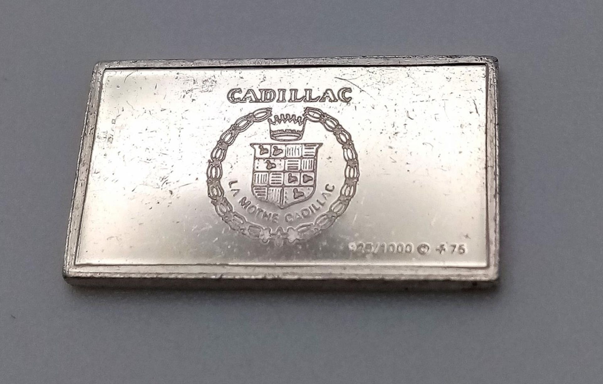 2 X STERLING SILVER AND ENAMEL CADILLAC CAR MANUFACTURER PLAQUES, MADE IN UNITED STATES USA, SIZE - Image 2 of 3