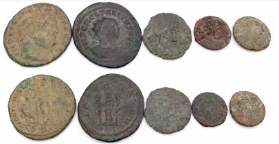 Five Ancient Roman Coins - Unidentified Emperors.