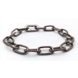 A 925 Silver Elongated Link Bracelet. Weight - 13.5 gm. 18cm. Comes with a presentation case. Ref: