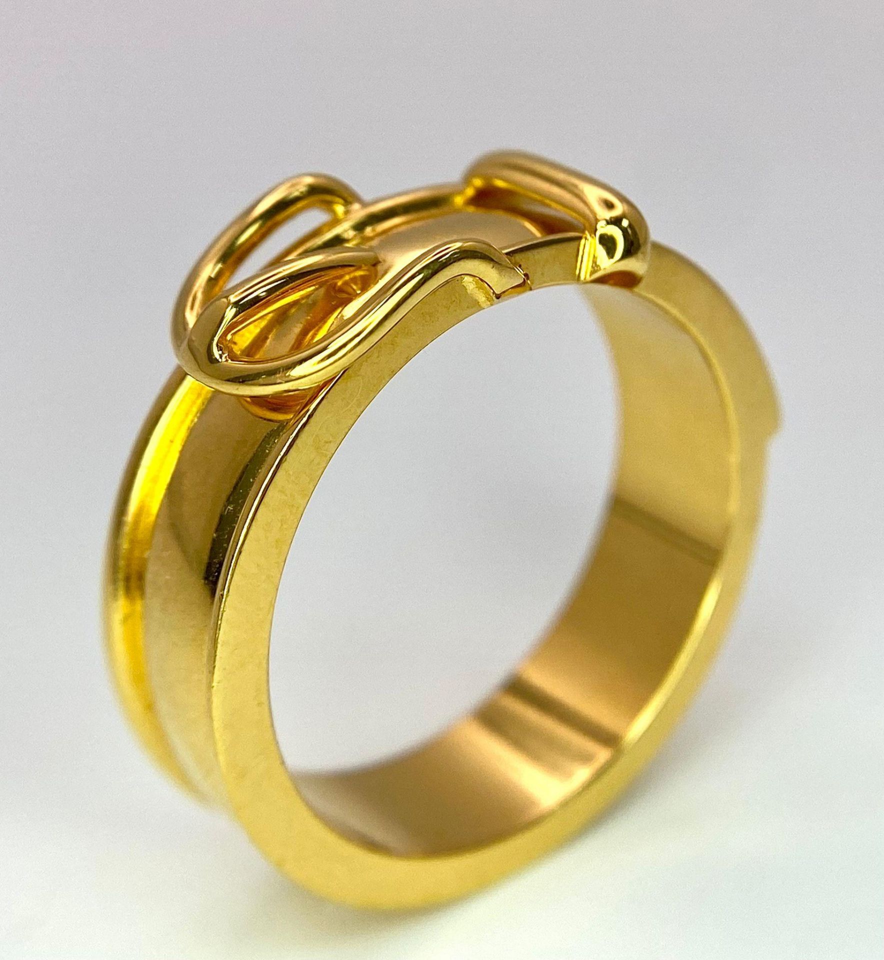 A Gold Plated Hermes Designer Belt Buckle Ring. Size S. - Image 5 of 8