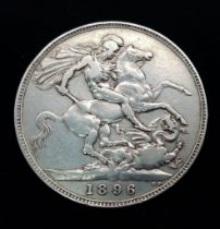 An 1896 Queen Victoria Silver Crown. VF grade but please see photos.