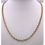 A 14K Yellow Gold Belcher Link Necklace. 52cm length. 11.66g weight.