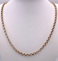 A 14K Yellow Gold Belcher Link Necklace. 52cm length. 11.66g weight.