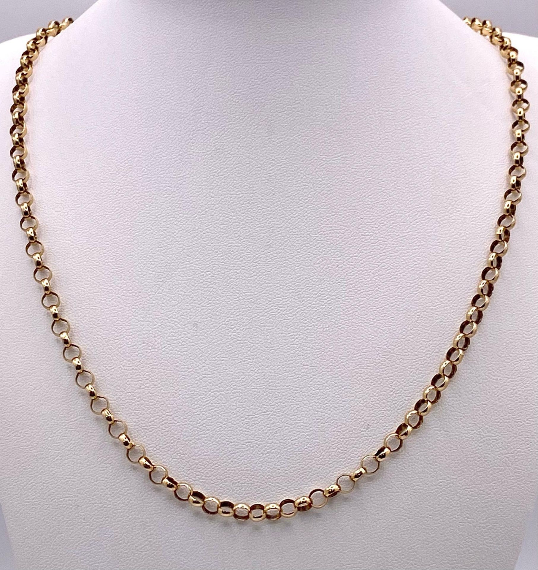 A 14K Yellow Gold Belcher Link Necklace. 52cm length. 11.66g weight.