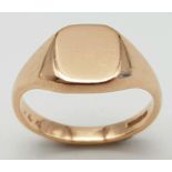 A 9K Rose Gold Signet Ring. Size G. 2.6g weight.