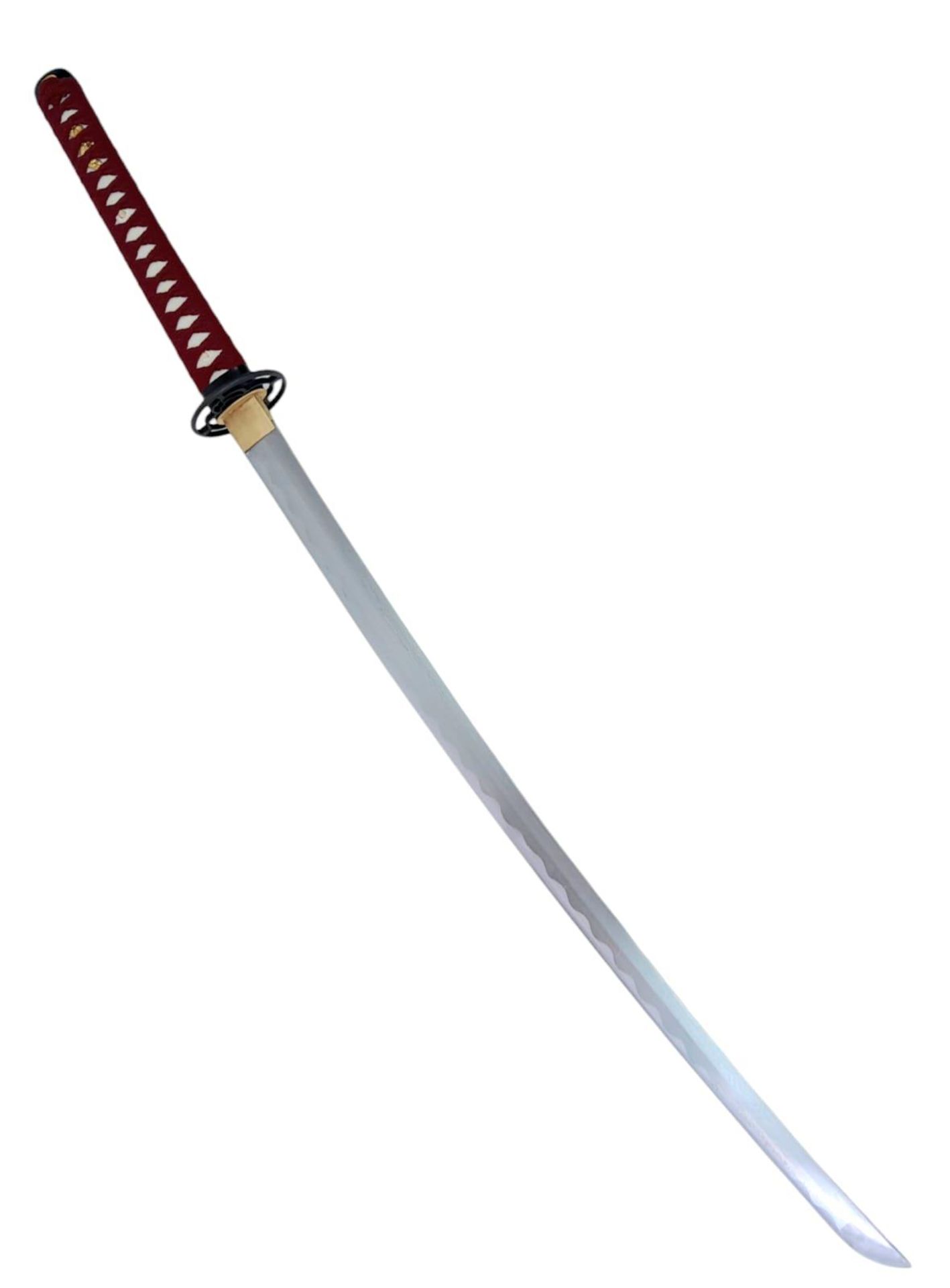 An Excellent Condition Modern decorative Japanese Hand Forged, Katana. 104cm Length. Iron Tsuba, Red - Image 6 of 9