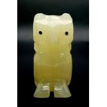 A Hand-Carved Chinese Pale Green Jade Owl Figurine. 8cm tall. 138g weight.