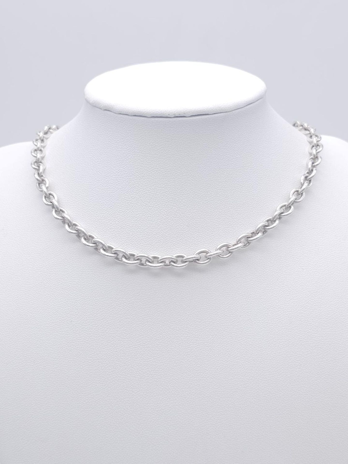 A Sterling silver T-bar heart necklace with matching 20cm bracelet. 54.3g total weight. - Bild 5 aus 8