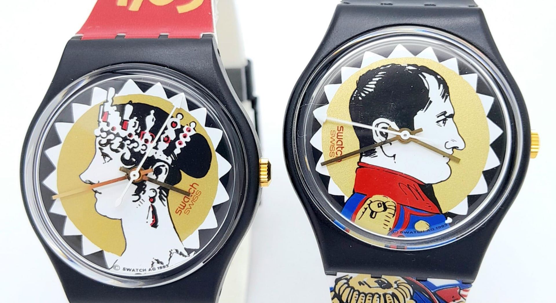 A Boxed, Unused Pair of Swatch Watches Commemorating Napoleon and Josephine. In Original Inner and - Bild 2 aus 10