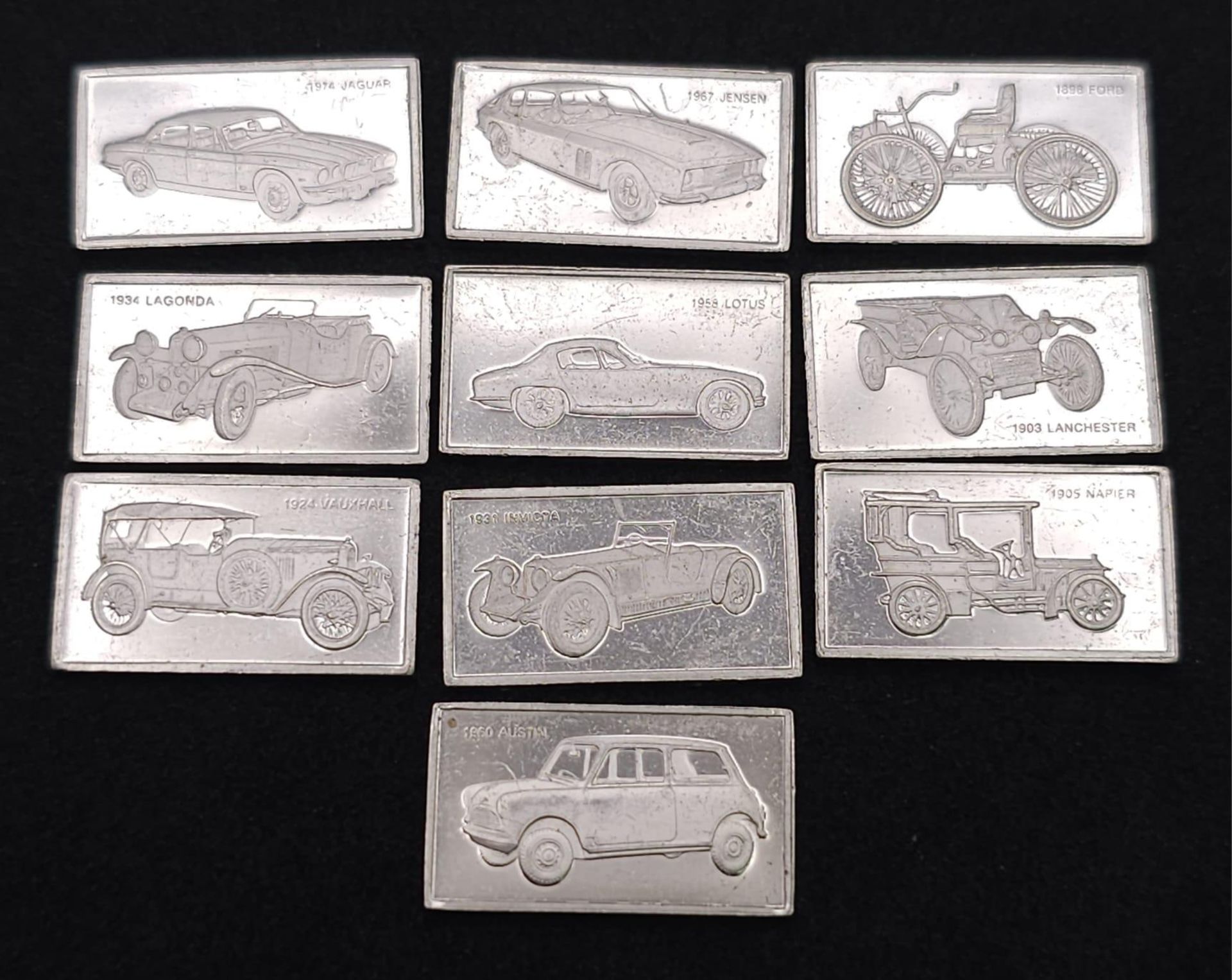TEN sterling silver European Car Manufacturer's plates, including Jaguar, Lagonda, Napier, Jensen, - Image 2 of 3