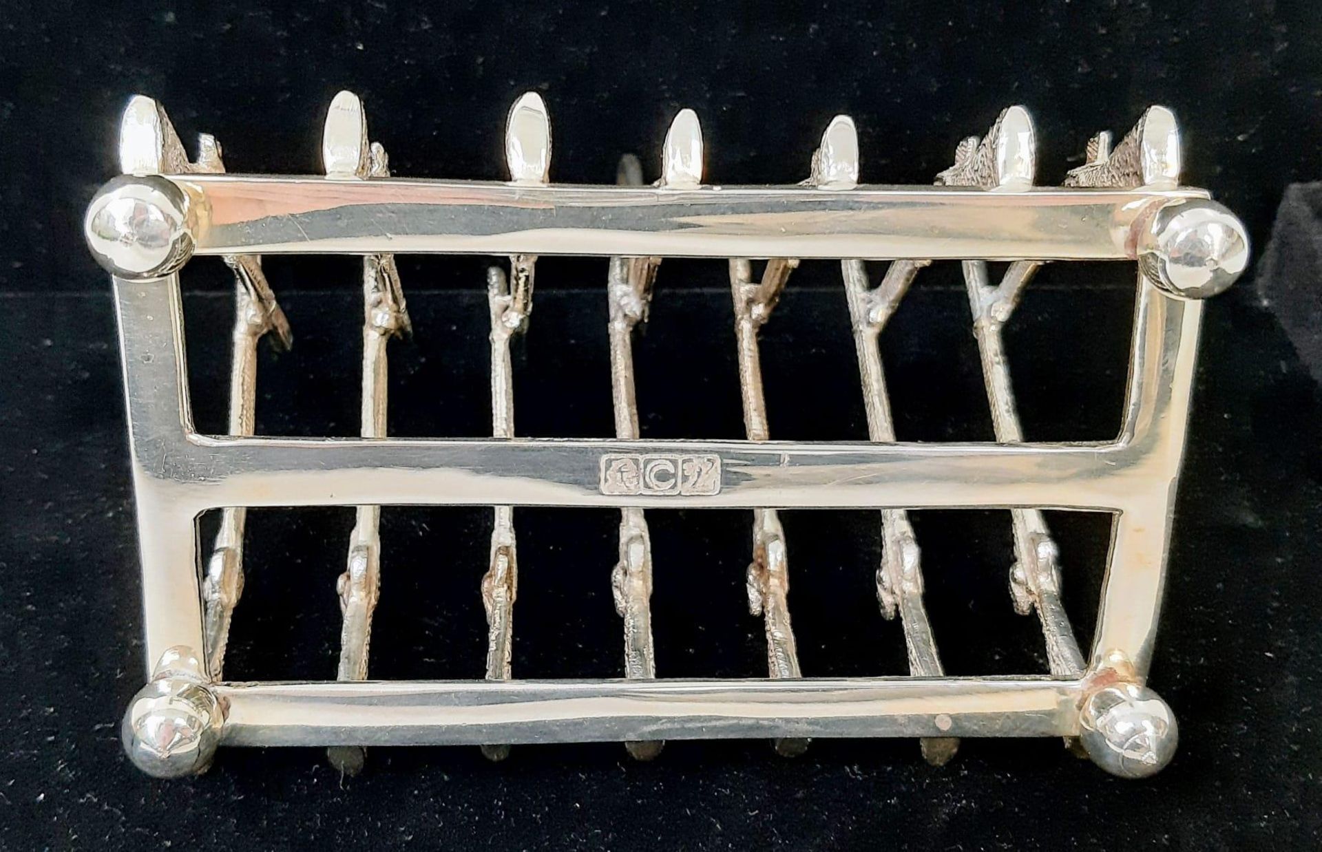 A Silver Plated ‘Rifle Rack’ Toast Rack as used in Military Clubs and Regimental Mess’. 11cm Wide. - Image 4 of 5