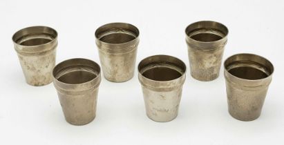 6 x Silver Plated German Gebirgsjäger Division (Mountain Troops) Schnapps Cups.