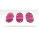 A very special group of three banded red agate cabochons (28 x 17 mm) perfect for jewellery making.