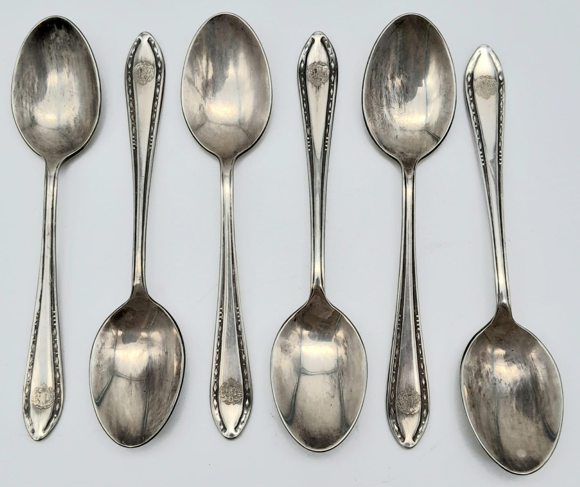 Set of 6 Royal Flying Corps Silver Plated Teaspoons in original case. - Image 2 of 5