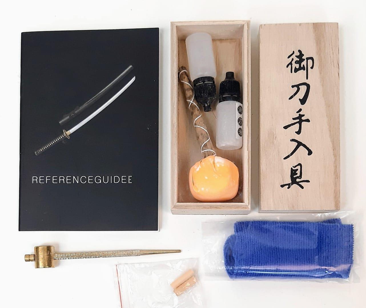 An Unused, Boxed, Japanese Katana Cleaning Set with Instructions