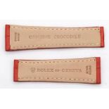 A Rolex Daytona (special order) Red Crocodile Leather Watch Strap. 6.6cm and 7.5cm lengths. 16 and