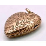 An Antique 9K Yellow Gold Locket Pendant. 3cm. 3.75g weight.