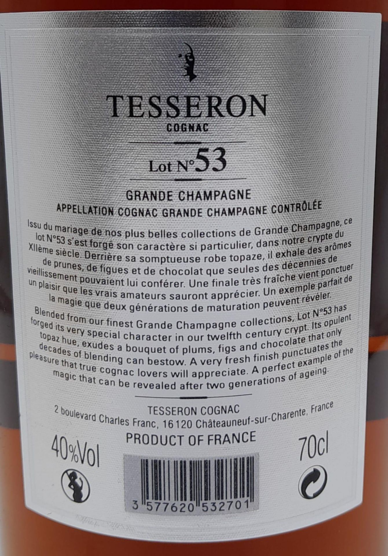 An Excellent Condition Bottle of Tesseron XO Perfection ‘Lot 53’ 1st Cru Cognac. In its Presentation - Bild 9 aus 9