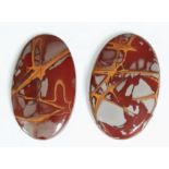 Two magnificent, large (41 & 48 carats) NORRENA JASPER cabochons. Dimensions: 39 x 23 x 5 mm and