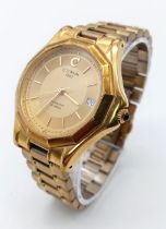 A Vintage Cyma Automatic Gents Watch. Gold plated bracelet and case - 36mm. Two tone gilded dial