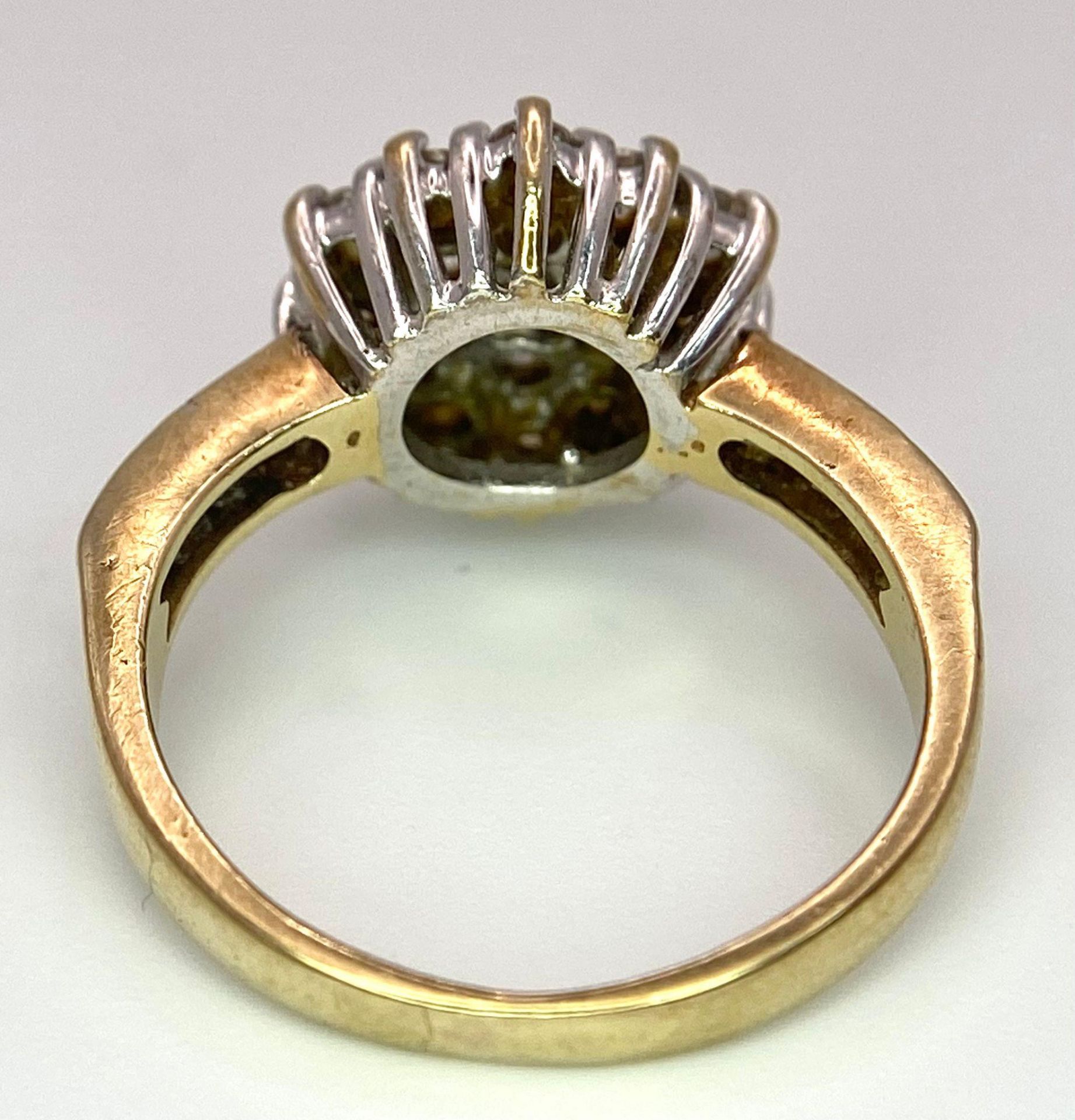 A 9K Yellow Gold CZ Flower Cluster Ring. Size I. 3.1g total weight. - Image 6 of 8