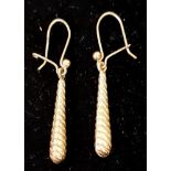 A Pair of Vintage Twisted Cone Drop Earrings. 3cm drop. 1g total weight.