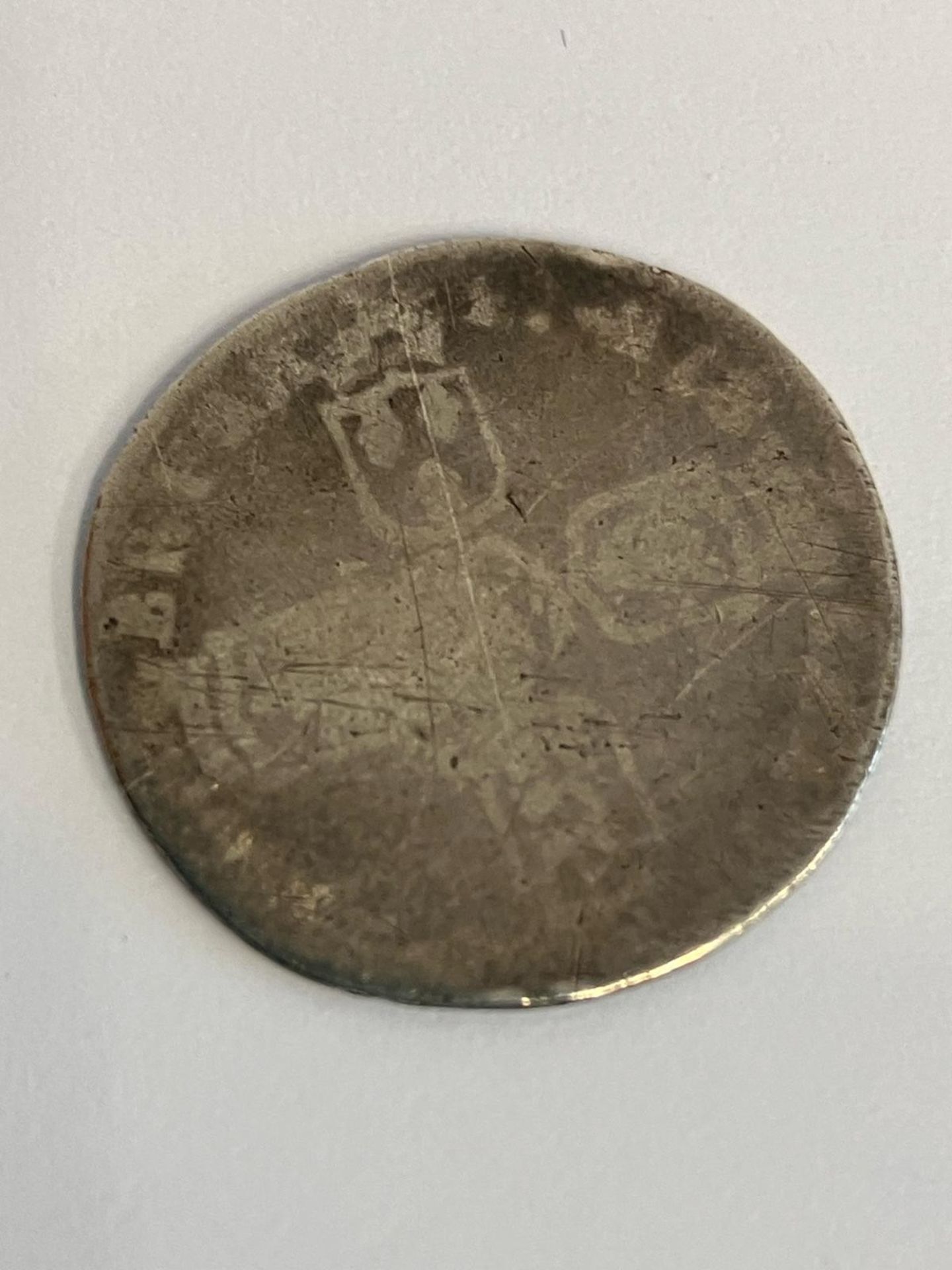 William III (William of Orange ruled 1689 - 1702) SILVER SIXPENCE in worn/poor condition. - Image 2 of 2