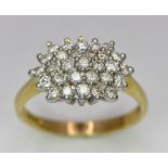 An 18K Yellow Gold Diamond Cluster Ring. 0.50ctw. Size P. 4.1g total weight.