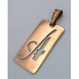 A 9k yellow gold letter A pendant, 0.6g 21mm x 10mm ref: SH1395I-3