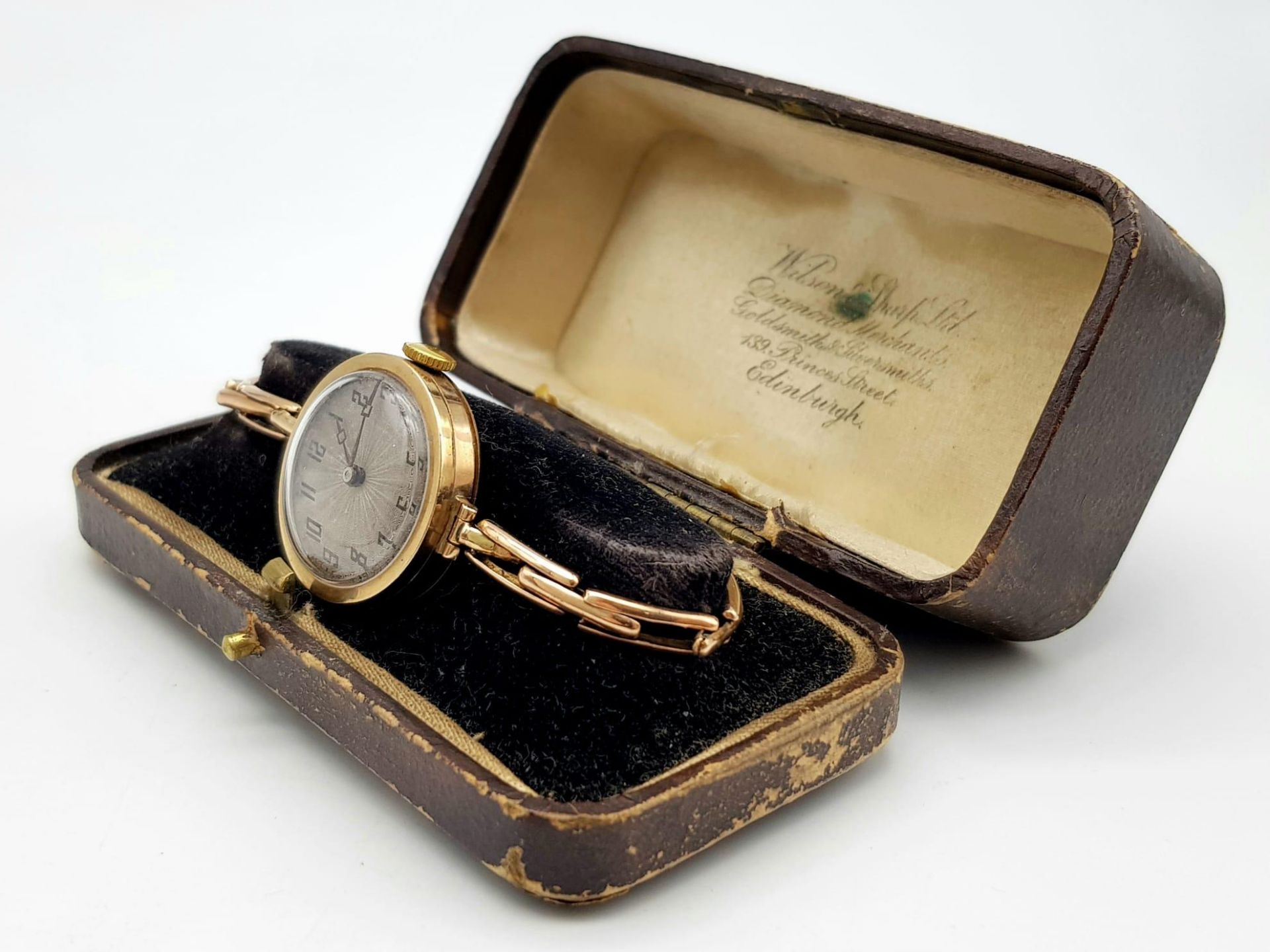 An antique, 9 K rose gold UNICORN watch with spring loaded adjustable bracelet. Swiss made, 15 - Bild 7 aus 8