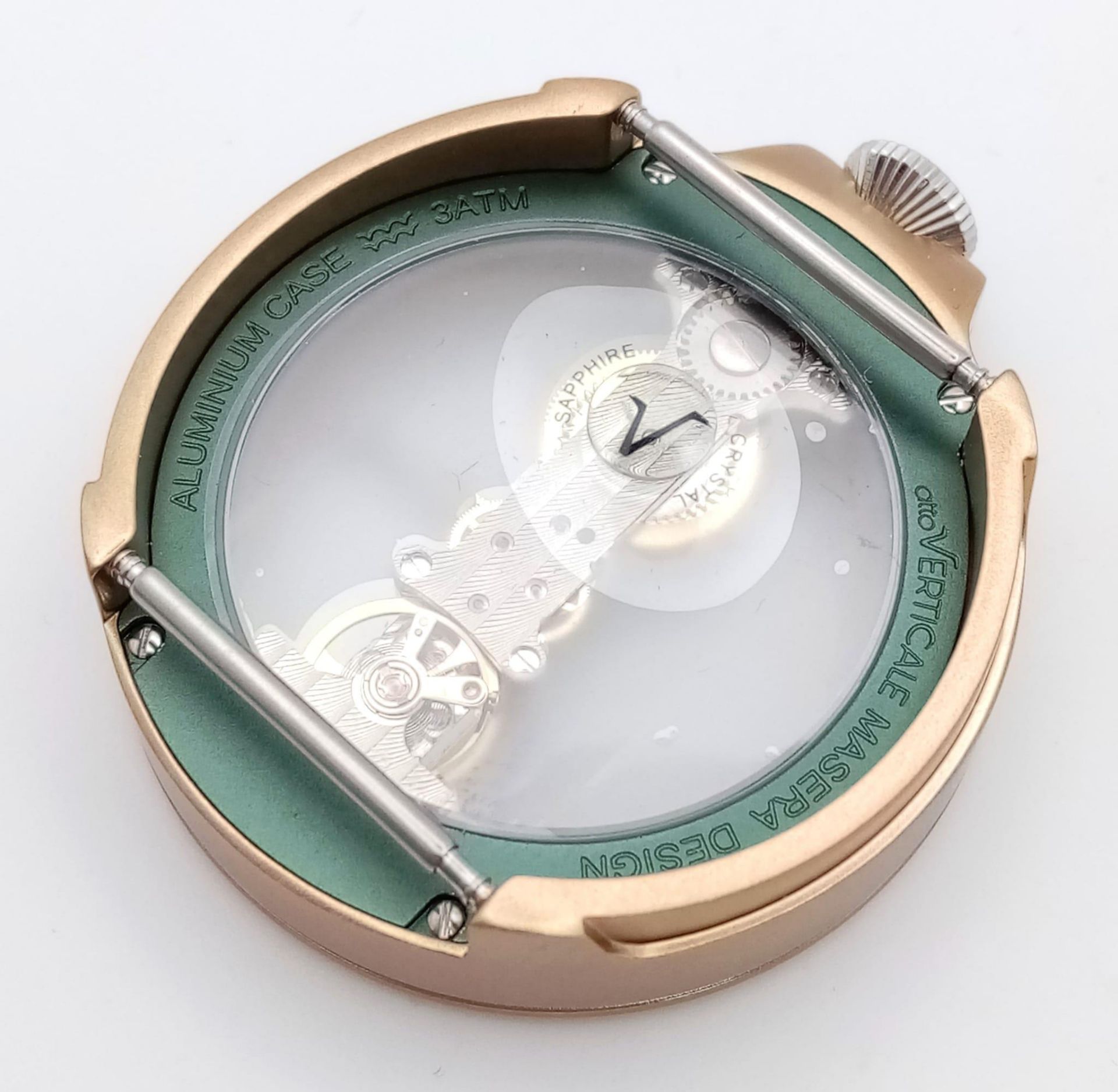 A Verticale Mechanical Top Winder Unisex Watch. Green leather strap. Rose gold tone ceramic gilded - Image 5 of 6