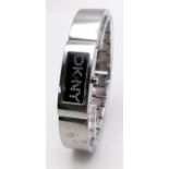 A Designer DKNY Ladies Quartz Watch. Stainless steel bracelet and case - 15mm. Black dial with