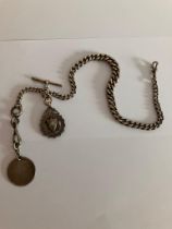 Antique SILVER ALBERT WATCH CHAIN. Heavy gauge Silver with all links SILVER Stamped. Having a Silver