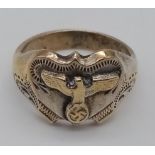 3rd Reich Patriotic Silver Ring. UK Size “S” US Size 9. 5.