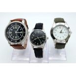A Parcel of Three Unworn Military Pilot Homage Watches Comprising; 1)Japanese Pilot Watch (45mm