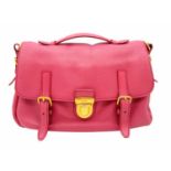 A Prada Vitello Daino satchel bag, soft pink leather, matching leather/fabric interior, gold tone