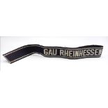 A WW2 Era Gau Rheinhesson Textile Band. Mark of Bevo-Wuppertal. 42cm length.