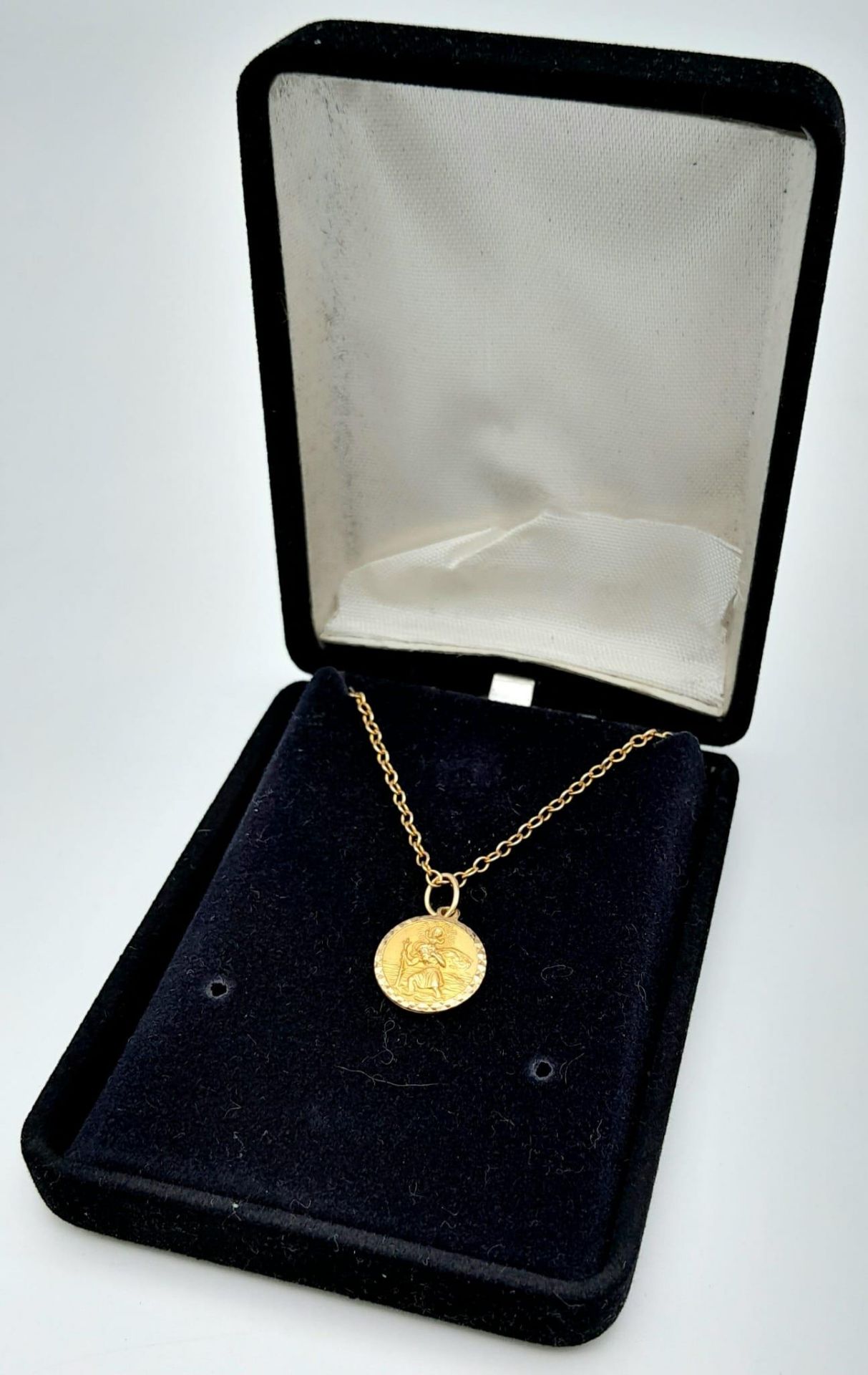 A Very Rare, Vintage, 9 Carat Yellow Gold Georg Jensen Denmark St. Christopher Pendant Necklace. - Bild 7 aus 7