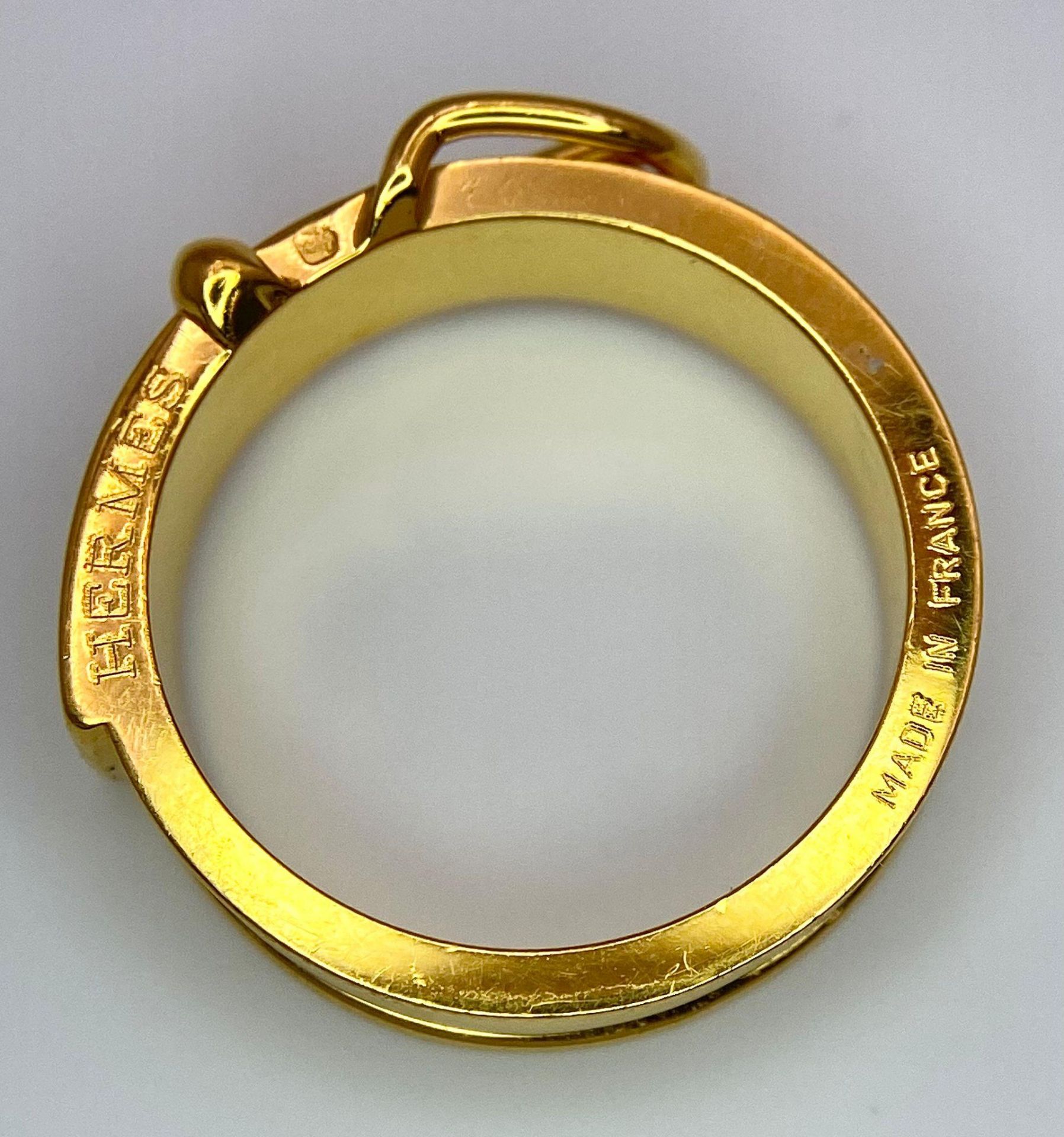 A Gold Plated Hermes Designer Belt Buckle Ring. Size S. - Image 7 of 8