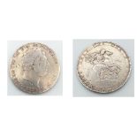 An 1820 George III Silver Crown Coin. F+ grade but please see photos.